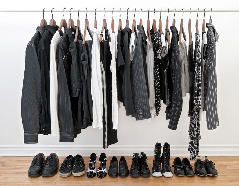Cloths organized in closet